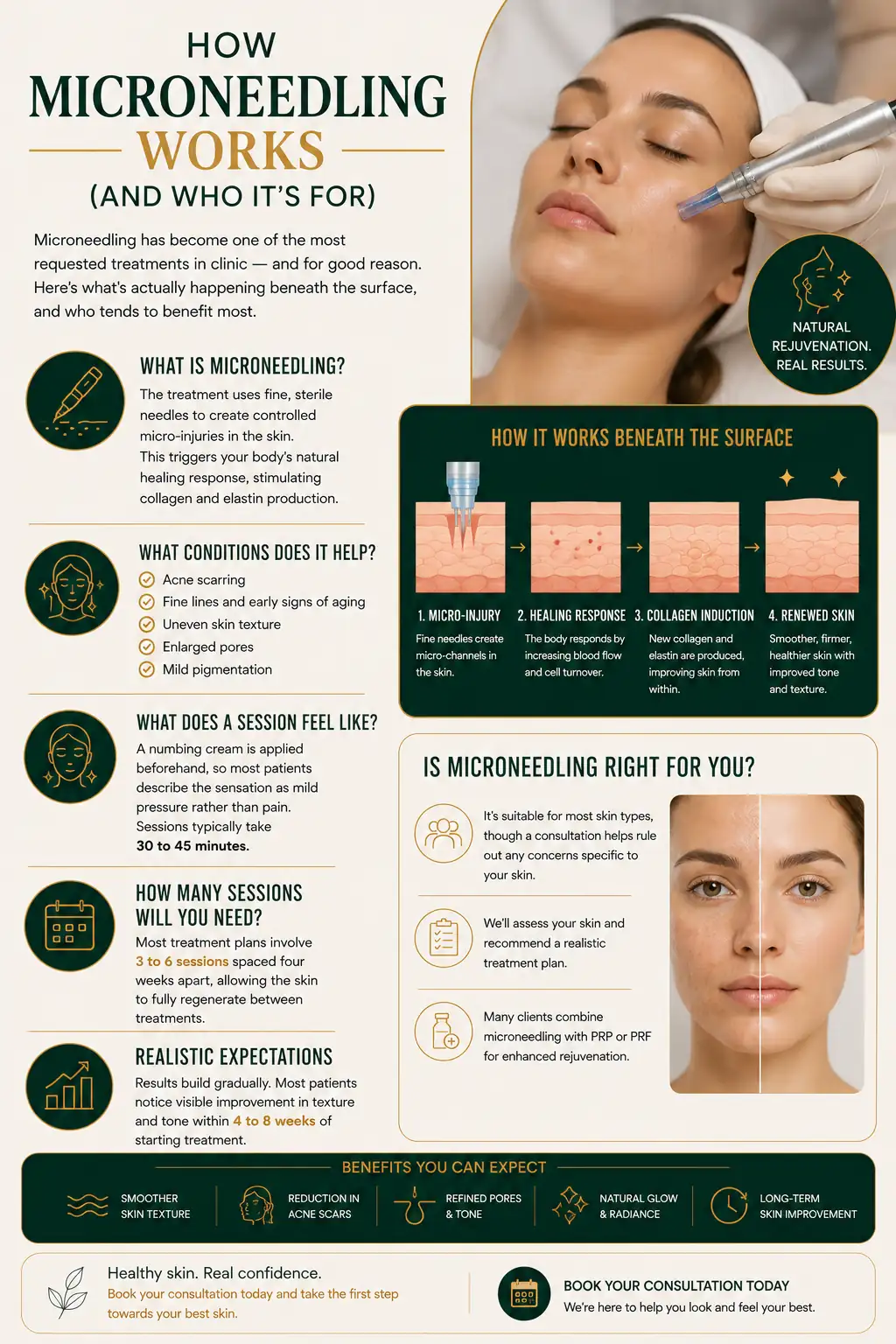 Microneedling skin treatment session
